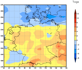 Gebietsmittel dieses Klimalaufs: -1 Tage