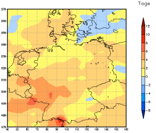 Gebietsmittel dieses Klimalaufs: +3 Tage