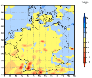 Gebietsmittel dieses Klimalaufs: -1 Tage