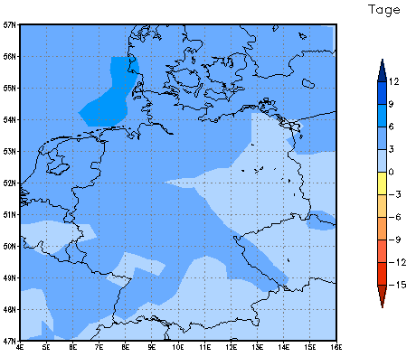 Gebietsmittel dieses Klimalaufs: +4 Tage