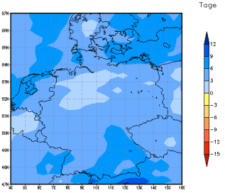 Gebietsmittel dieses Klimalaufs: +4 Tage