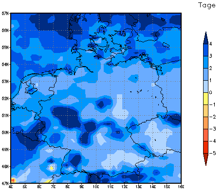 Gebietsmittel dieses Klimalaufs: +3 Tage