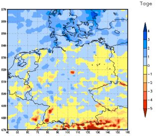 Gebietsmittel dieses Klimalaufs: -1 Tage