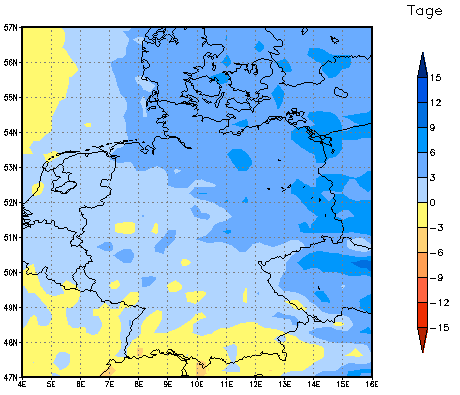 Gebietsmittel dieses Klimalaufs: +5 Tage