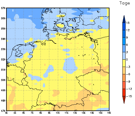 Gebietsmittel dieses Klimalaufs: -2 Tage