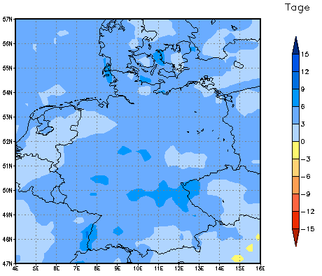 Gebietsmittel dieses Klimalaufs: +4 Tage