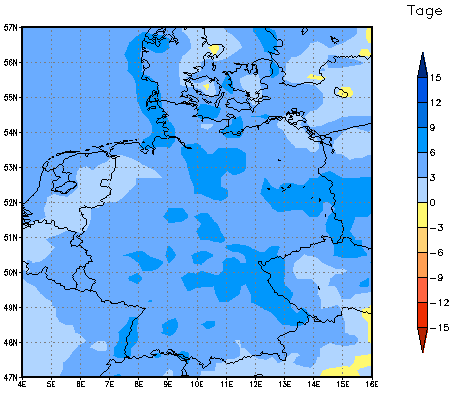 Gebietsmittel dieses Klimalaufs: +5 Tage