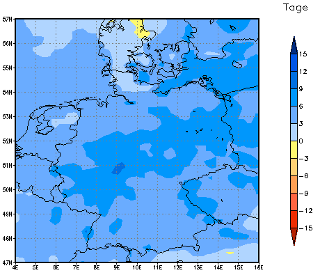 Gebietsmittel dieses Klimalaufs: +4 Tage