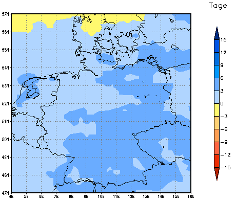 Gebietsmittel dieses Klimalaufs: +3 Tage