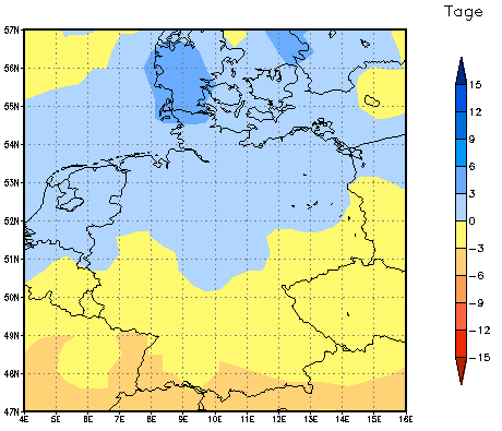 Gebietsmittel dieses Klimalaufs: -2 Tage