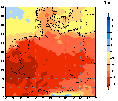 Gebietsmittel dieses Klimalaufs: -11 Tage