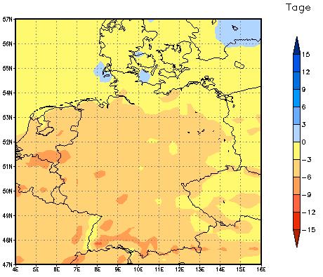 Gebietsmittel dieses Klimalaufs: -4 Tage