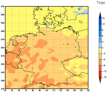 Gebietsmittel dieses Klimalaufs: -5 Tage