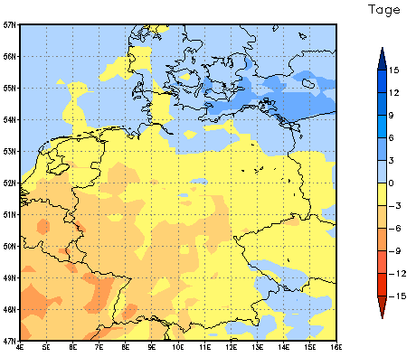 Gebietsmittel dieses Klimalaufs: -1 Tage