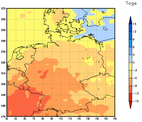 Gebietsmittel dieses Klimalaufs: -5 Tage