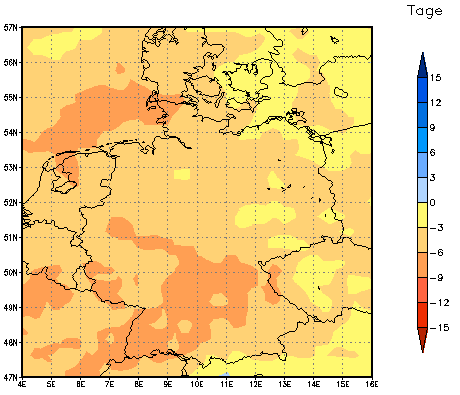 Gebietsmittel dieses Klimalaufs: -4 Tage