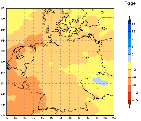 Gebietsmittel dieses Klimalaufs: -5 Tage