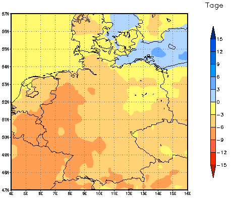 Gebietsmittel dieses Klimalaufs: -5 Tage