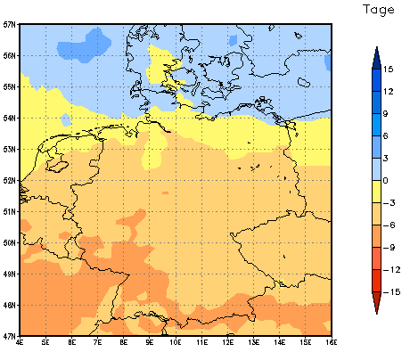 Gebietsmittel dieses Klimalaufs: -3 Tage