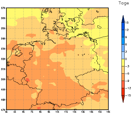 Gebietsmittel dieses Klimalaufs: -6 Tage