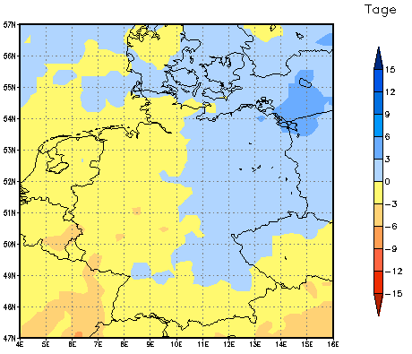 Gebietsmittel dieses Klimalaufs: -1 Tage