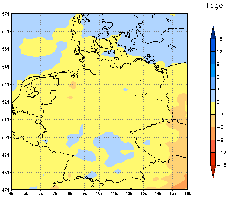 Gebietsmittel dieses Klimalaufs: -1 Tage