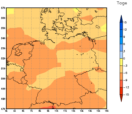 Gebietsmittel dieses Klimalaufs: -6 Tage