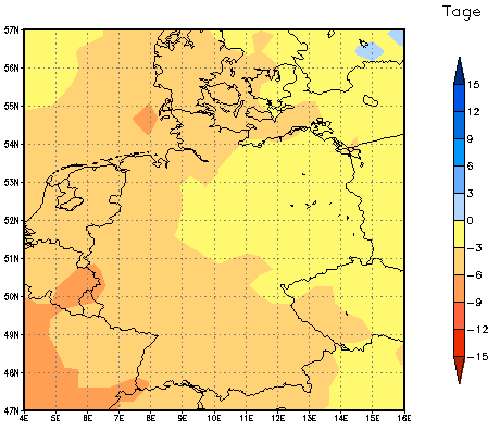 Gebietsmittel dieses Klimalaufs: -5 Tage