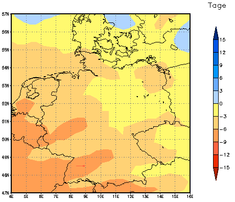 Gebietsmittel dieses Klimalaufs: -3 Tage