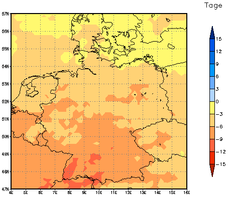 Gebietsmittel dieses Klimalaufs: -8 Tage