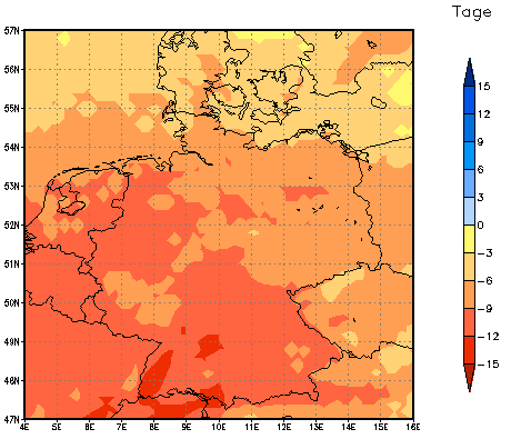 Gebietsmittel dieses Klimalaufs: -9 Tage