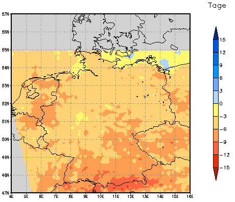 Gebietsmittel dieses Klimalaufs: -5 Tage