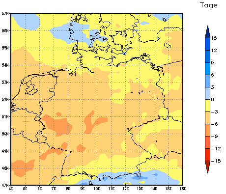 Gebietsmittel dieses Klimalaufs: -2 Tage