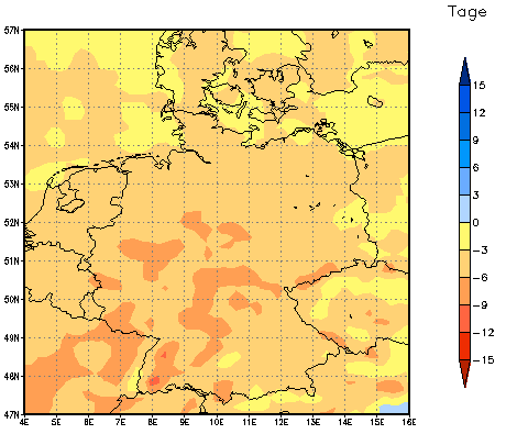 Gebietsmittel dieses Klimalaufs: -4 Tage