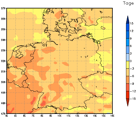 Gebietsmittel dieses Klimalaufs: -5 Tage