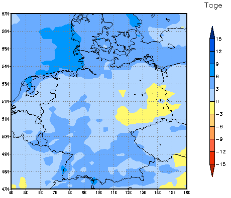 Gebietsmittel dieses Klimalaufs: +4 Tage