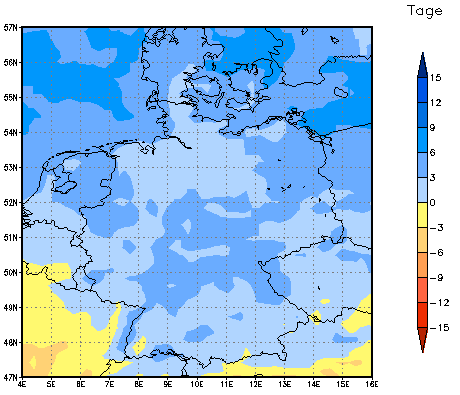 Gebietsmittel dieses Klimalaufs: +3 Tage