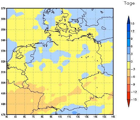 Gebietsmittel dieses Klimalaufs: -1 Tage