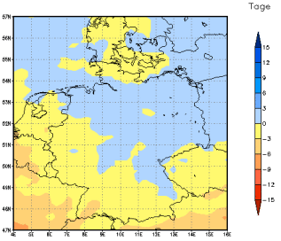 Gebietsmittel dieses Klimalaufs: -2 Tage