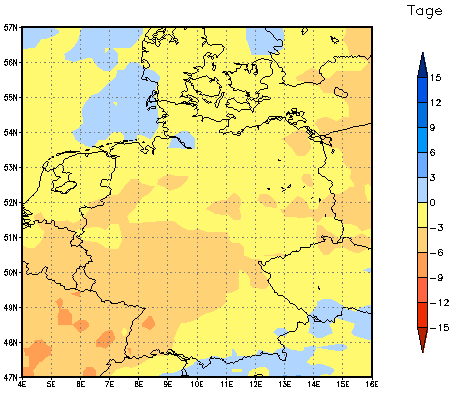 Gebietsmittel dieses Klimalaufs: -1 Tage