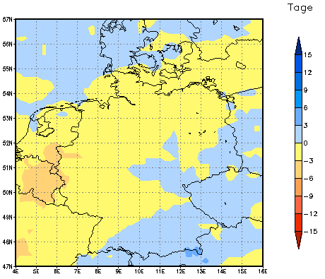 Gebietsmittel dieses Klimalaufs: -1 Tage