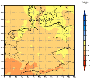 Gebietsmittel dieses Klimalaufs: -4 Tage