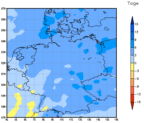 Gebietsmittel dieses Klimalaufs: +5 Tage