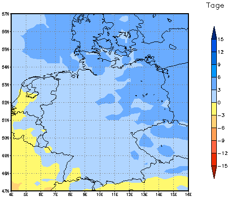 Gebietsmittel dieses Klimalaufs: +3 Tage