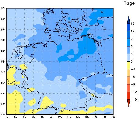 Gebietsmittel dieses Klimalaufs: +5 Tage