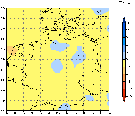 Gebietsmittel dieses Klimalaufs: -1 Tage