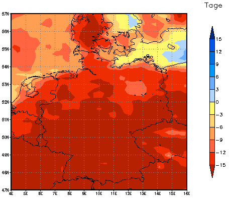 Gebietsmittel dieses Klimalaufs: -17 Tage