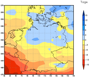 Gebietsmittel dieses Klimalaufs: -6 Tage