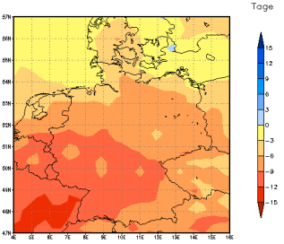 Gebietsmittel dieses Klimalaufs: -11 Tage