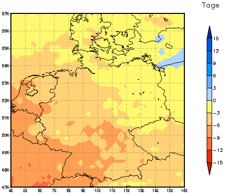 Gebietsmittel dieses Klimalaufs: -4 Tage